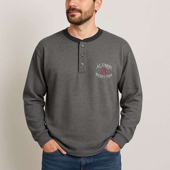 Vintage 90s Alabama Crimson Tide Henley Shirt XL Pro Edge Collegiate NWT - Picture 1 of 15